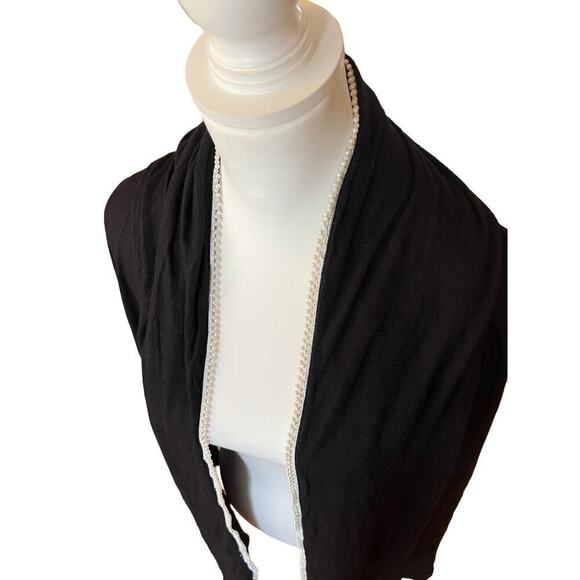 black and faux pearl scarf one size - Picture 3 of 5